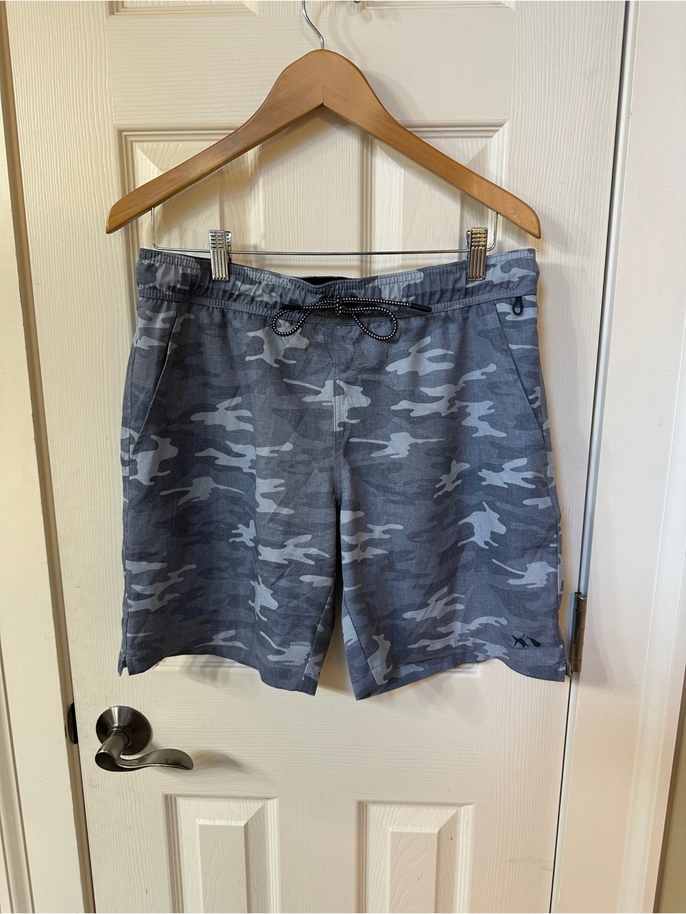 Fish Hippie Shaker Short Swim Shorts Trunks Hybrid Lined Camo Blue Men's M